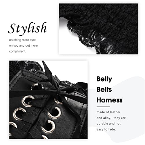 Asooll Vintage Lace-up Wide Elastic Waist Belts Obi Style Cinch Waspie Corset Waist Bands Party Club Prom Costume Dress Belts for Women (Black)4
