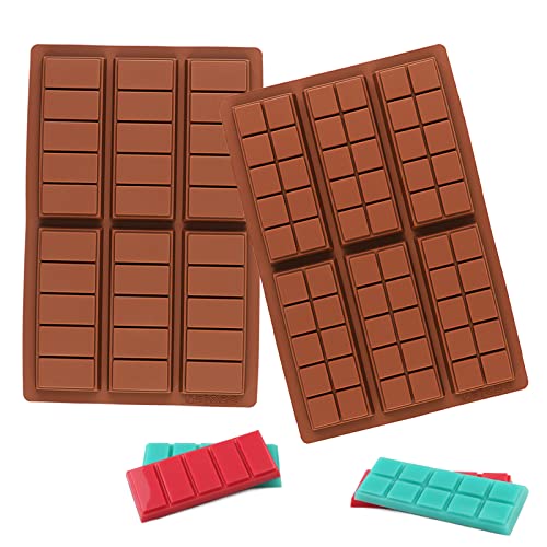 Silicone Chocolate Bar Molds - Rectangle 6 Hole Wax Melt Molds Engery Bar Silicone Molds, Non-Stick Break Apart Chocolate Silicone Mold Set of 2 Silicone Chocolate Bar Molds - Rectangle 6 Hole Wax Melt Molds Engery Bar Silicone Molds, Non-Stick Break Apart Chocolate Silicone Mold Set of 2