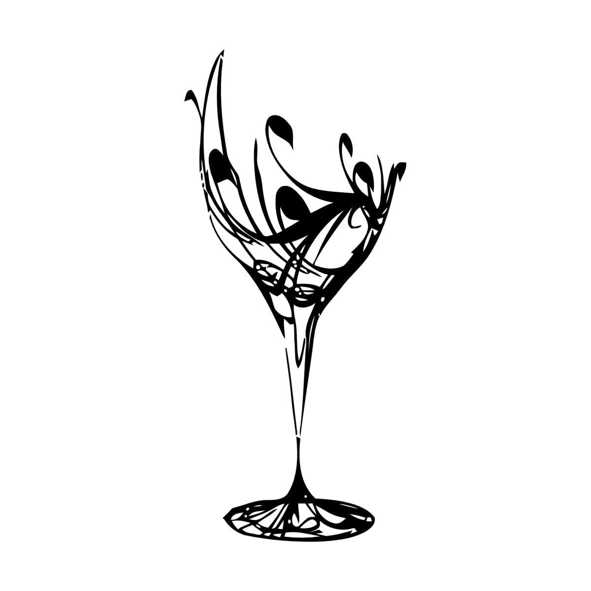 Zooan Vinyl Art Stickers Zz0605 Engraving Decals Bar Cafe Wine Cocktail Glass 28X61.2cm Art Mural Painting Small Black