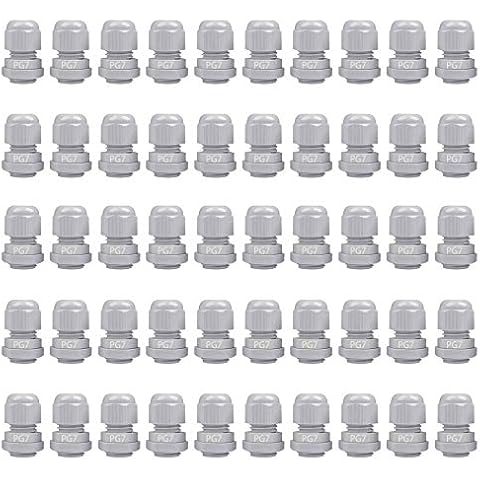 GTIWUNG PG7 Waterproof Cable Glands 50 Pcs Cover
