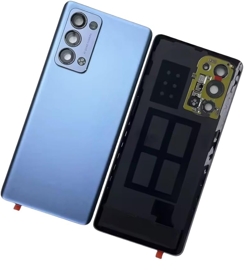 for Oppo Reno 6 Pro 5G Back Glass Battery Door Cover Replacement, Rear Housing Case with Camera Lens, for Reno6 Pro 5G Rear Glass Panel Back Cover Repair Parts (Grey)
