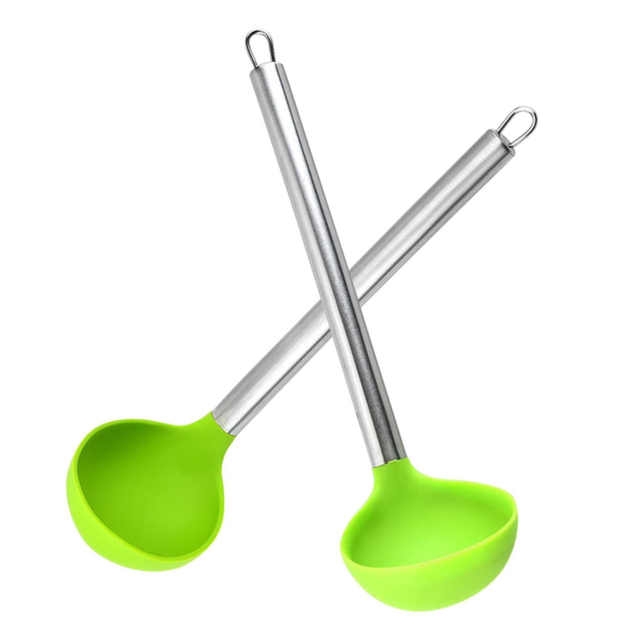 Garneck Long Handle Soup Ladles 2 Pack Chinese Soup Spoons Slotted Cooking Serving Spoons Silicone Kitchen Gadgets