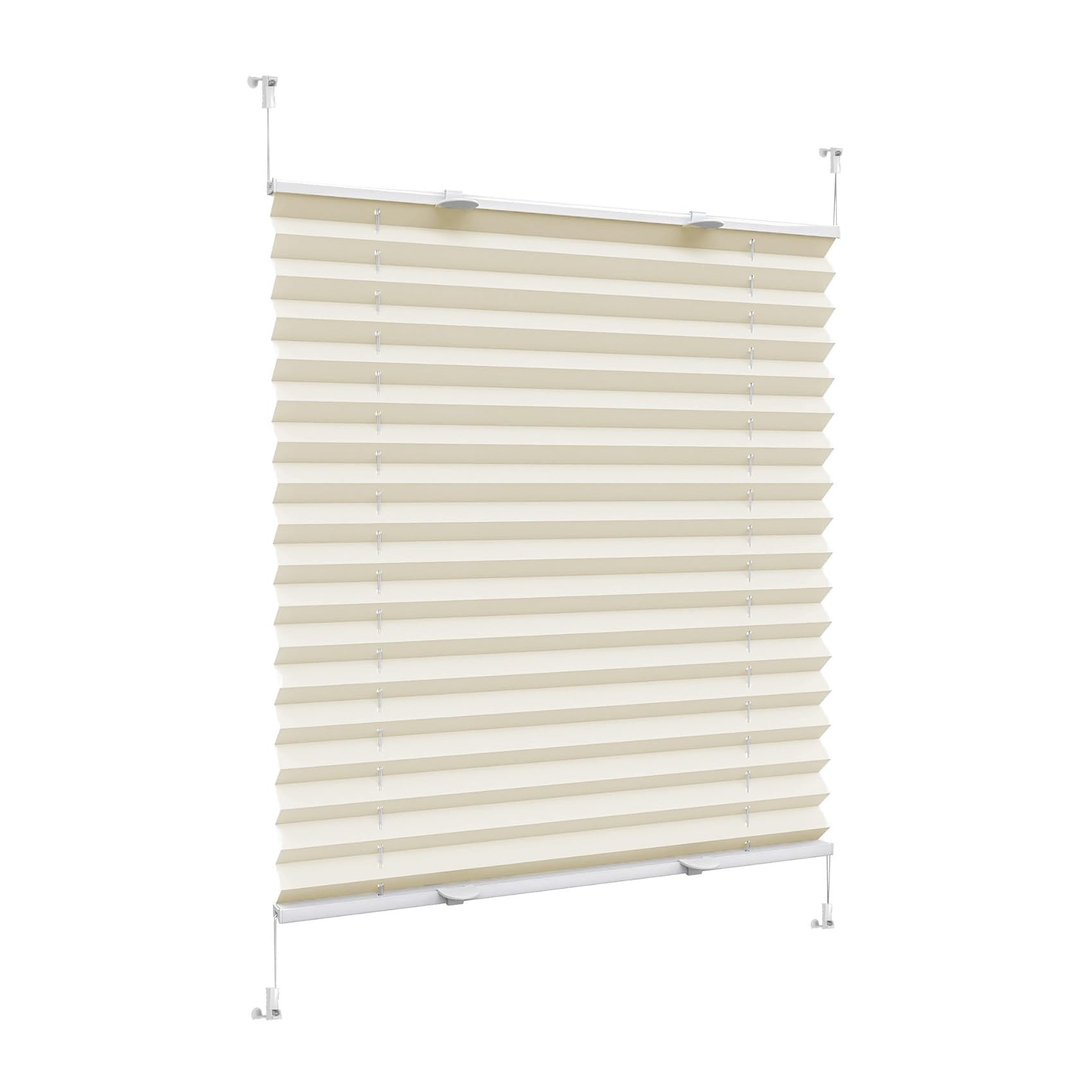 Pleated Blind non-woven fabric, 120 x 210 cm Light Filtering, Privacy Protection, Blinds Pleated Shades Easy to Install Self Adhesive, for Bedroom,Kitchen,Bathroom, Cream Color