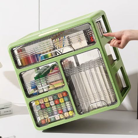 YURRO Caja de almacenamiento de escritorio de 1/2/3/4 capas de gran capacidad, organizador de suministros de escritorio, versátil caja de almacenamiento de cosméticos para oficina, hogar y escuela