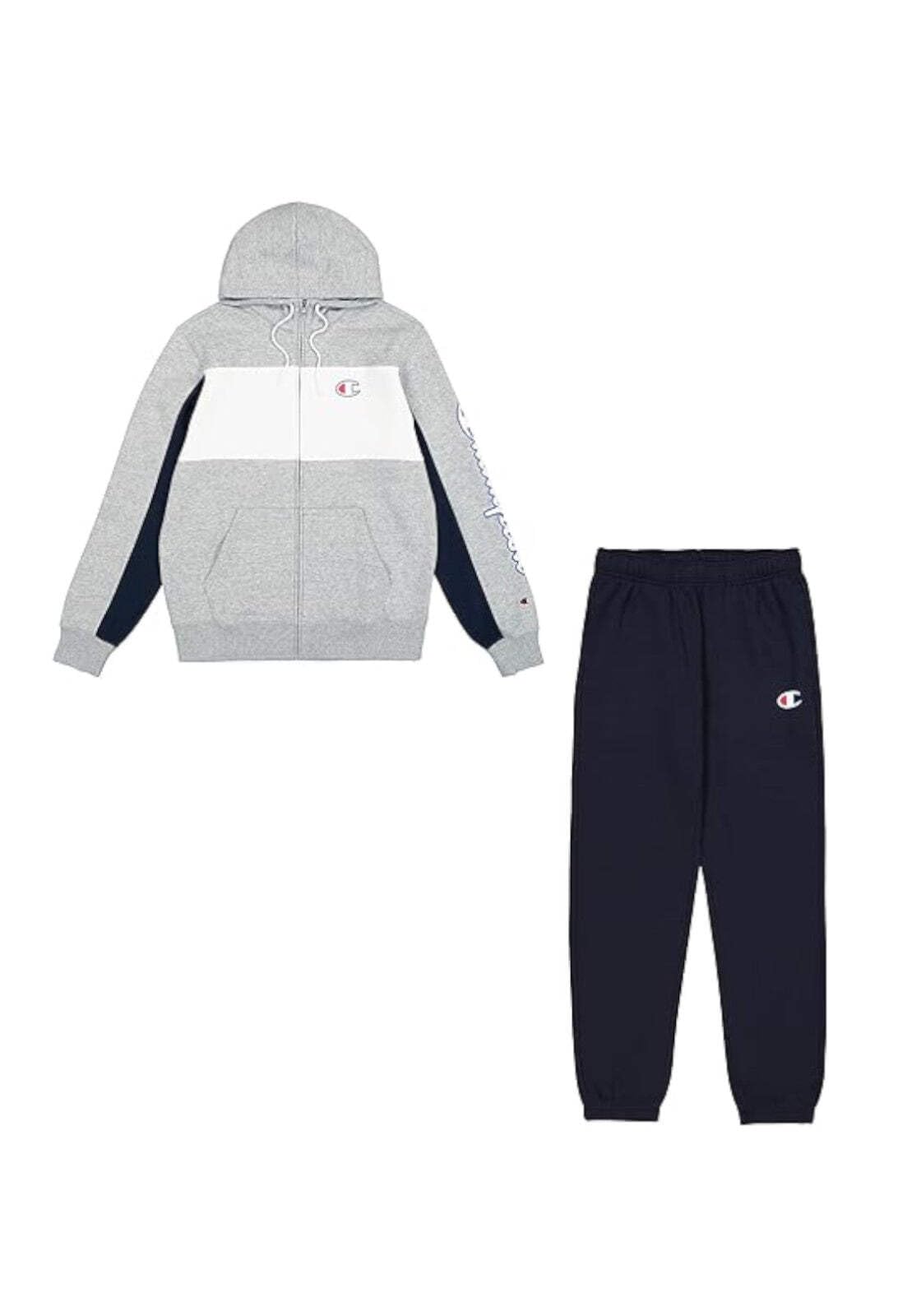 Champion Men's Grey (Em021) Tracksuit, Grey Melange/Navy Blue (Noxm/Nny/Wht), Xxl