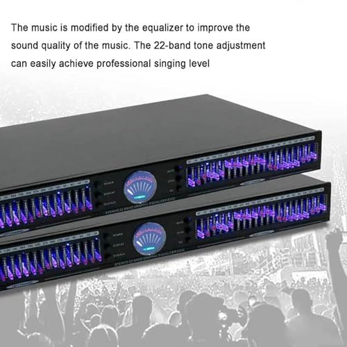Ecualizador de Audio Profesional, Ecualizador Gráfico Estéreo de 22 Bandas con 10 Efectos Preestablecidos y Reducción de Ruido, Ajuste Independiente de Graves/Medios/Agudos, para Estudio de Grabación, Bar y Escenario miniatura 6