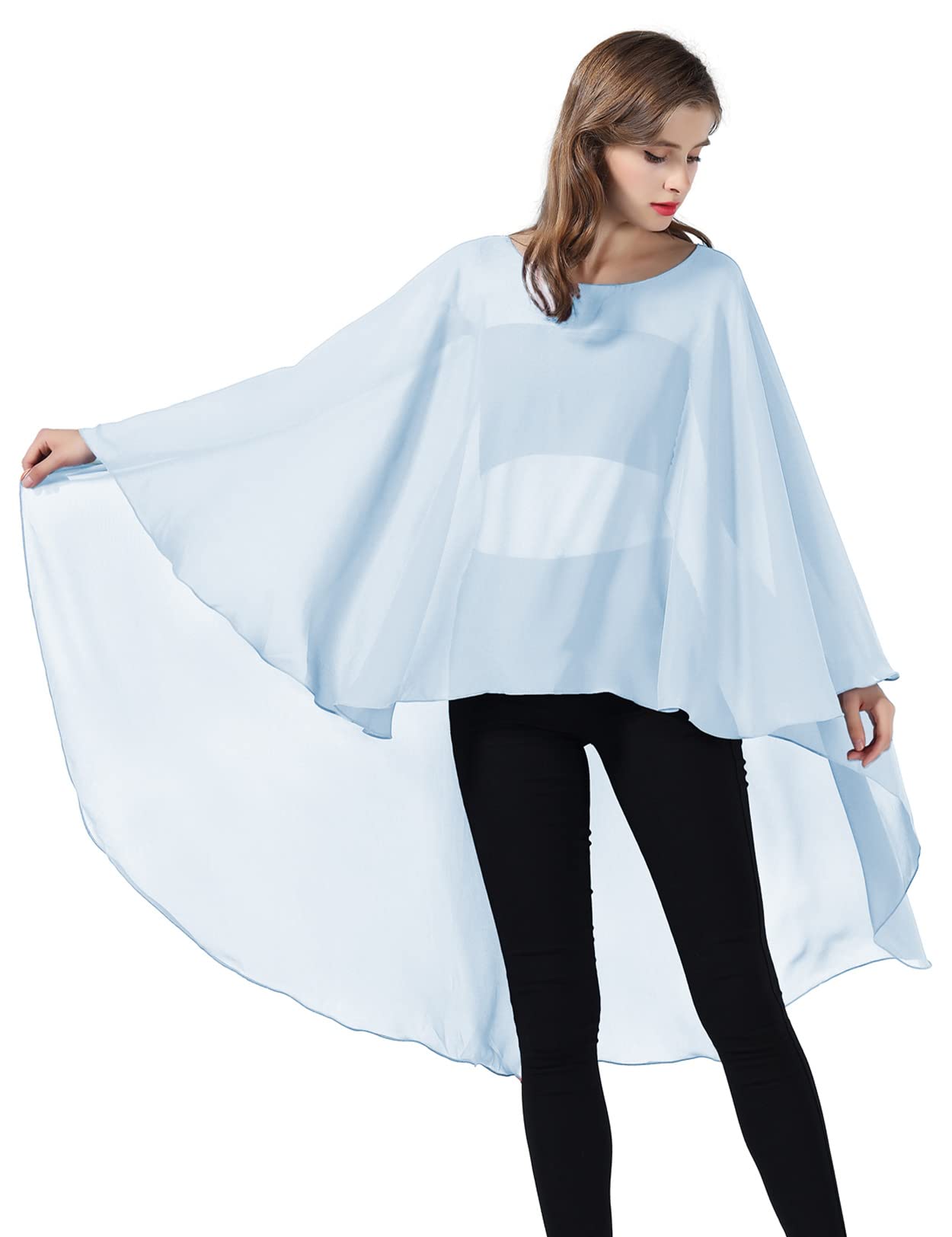 Chiffon Capelet Wedding Bridal Cape Sheer Overlay Poncho Stole