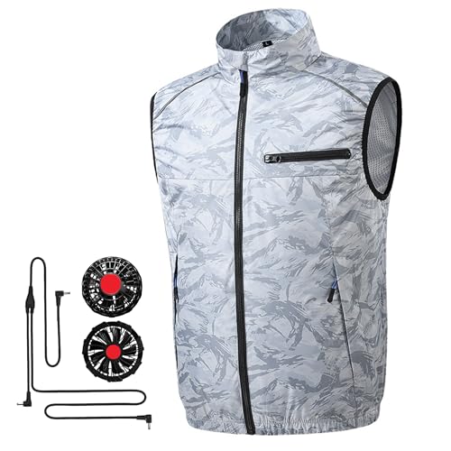 Gilet de refroidissement pour femmes gris camouflage taille 2XL avec ventilateurs USB 5V
