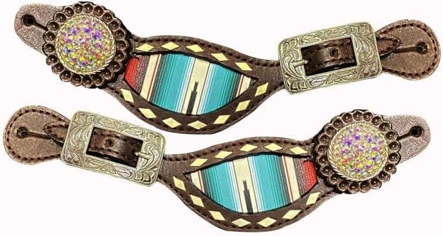 Showman Ladies Serape Southwest Print Leather Spur Straps
