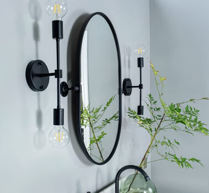 Image of TEHOME Oval Black Pivot Bathroom Mirror Pill Shaped Tilting Bathroom Vanity Mirror Metal Framed Adjustable Mirror, Overall 23.84 x 30 inches (Mirrror 20 x 30 inches)