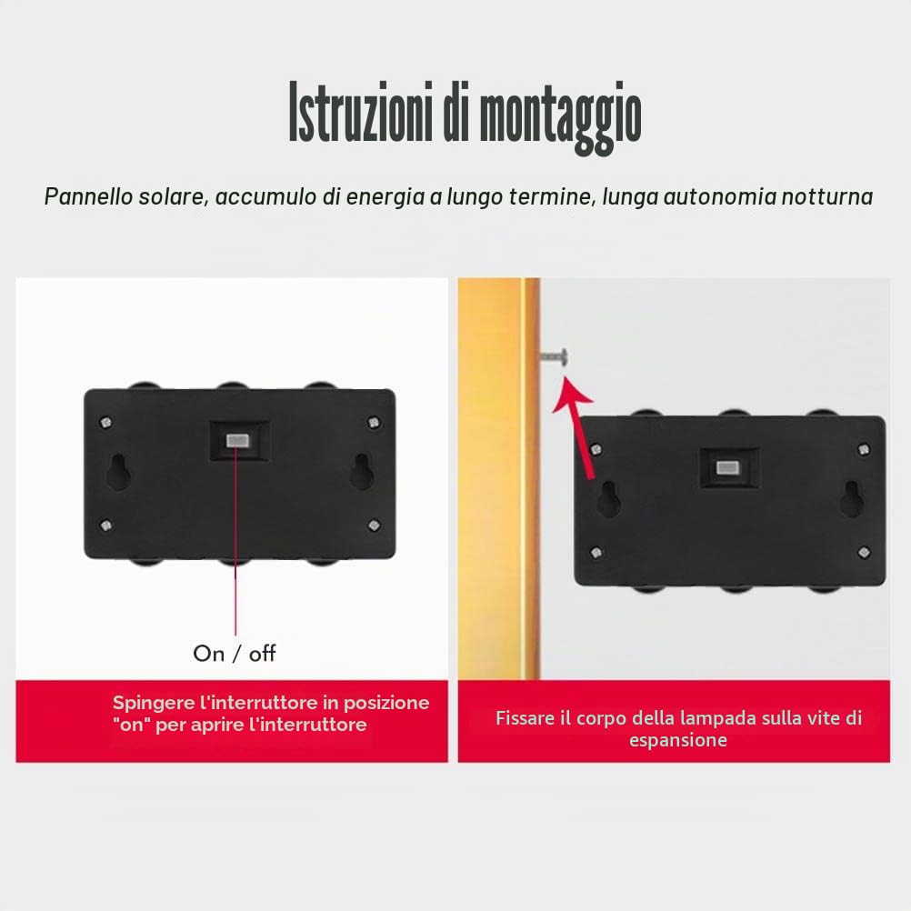 Lampade a parete LED solari con 6 luci LED che si illuminano verso l'alto e verso il basso, lampade solari decorative per uso esterno come decorazione del patio, illuminazione del cortile posteriore,
