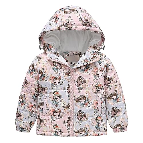 Winter Coat Tops 2024 Toddler Boys Girls Winter Hooded Printed Top Long Sleeve Zipper Padded Thick Jacket Coat Tops