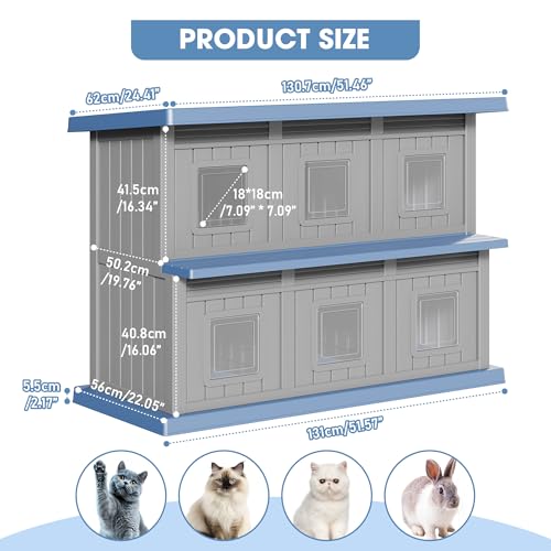 GULAIMOAO Outdoor Cat House Weatherproof, 2 Storey Outdoor Cat Houses for Cats, Sturdy Resin Outside Cat House for Garden，Easy to Clean by GULAIMOAO - Used condition - Image 6