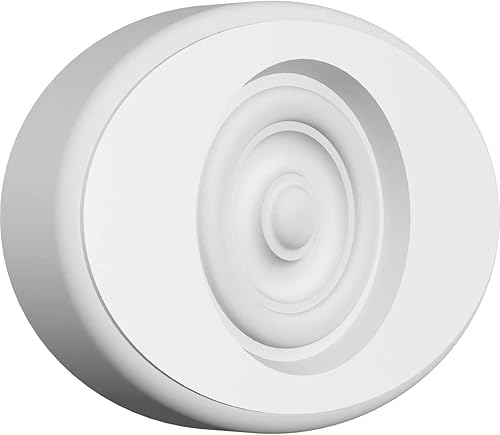 Ekena Millwork ROSP070X048X100DAL04 Roseta estándar con borde redondeado, 7 pulgadas de ancho x 4 34 pulgadas de alto x 1 pulgadas de alto, PVC