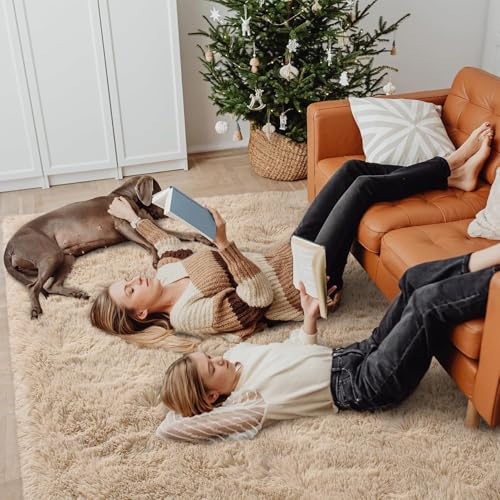 Image of 6x9 feet Soft Area Rug for Living Room and Bedroom, Modern Indoor Floor Carpet with Non-Slip Backing, Comfortable Decorative Home Decor Rug, Easy Clean & Durable- (Beige, Rectangular)