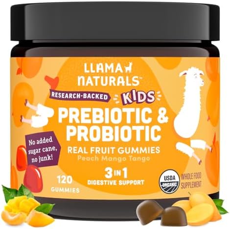 Llama Naturals Kids Probiotic with Prebiotic Fiber, Vegan, Organi...