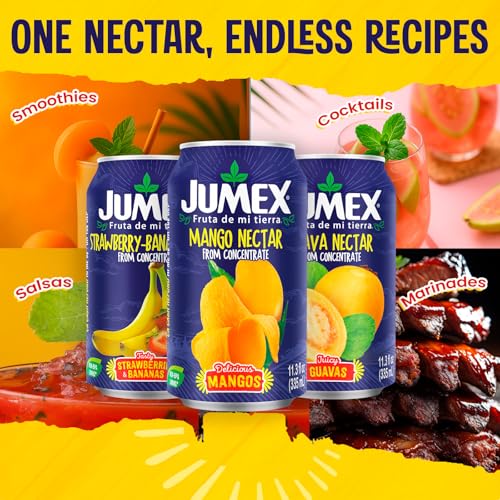 Image of Jumex Tropical Pack (Mango, Strawberry-Banana, and Guava) | Recyclable Cans with Non-BPA Lining | 11.3 Fl Oz (Pack of 24)