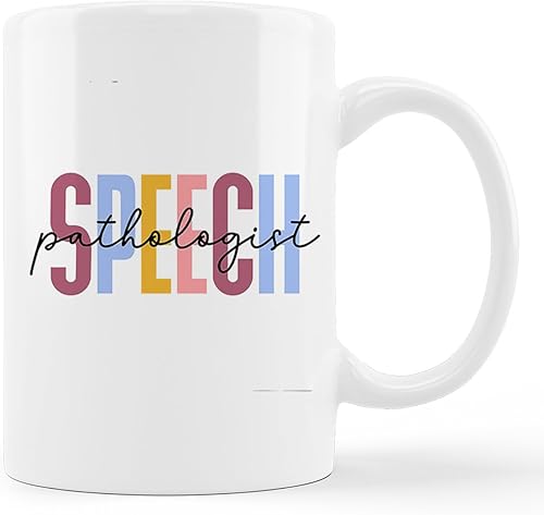 Taza de cerámica de patología del habla con patología del habla, taza de té con leche de 11 onzas con asa, regalos para patólogos del habla y
