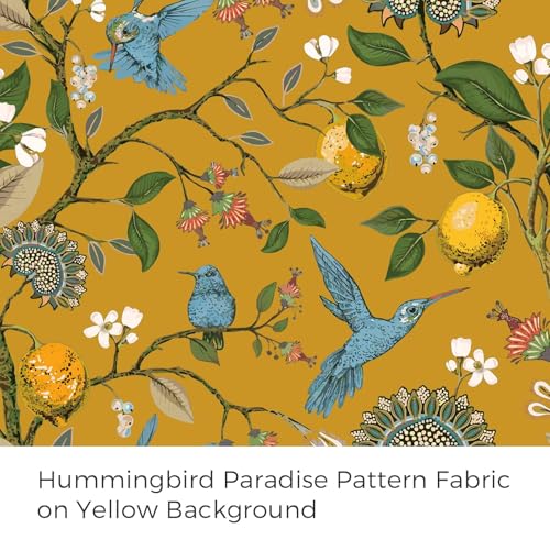 Image of Topfinel Mustard Yellow Vintage Curtains & Drapes 84 Inches Long, Grommet Luxury Whimsical Floral Lemon Hummingbird Patterned Waverly Mid Century Colorful Blackout Drapes for Living Room Bedroom