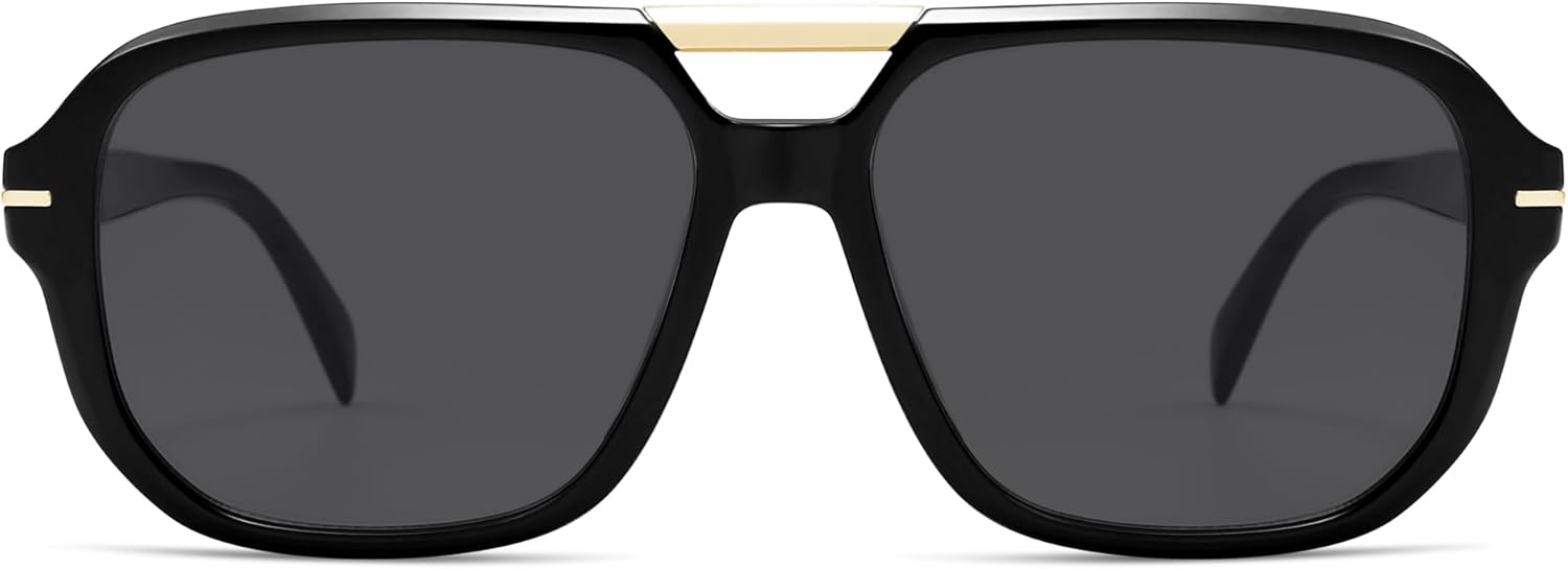 Retro Square Aviator Sunglasses Womens Mens 70s Classic Vintage Oversized Sun Glasses AR82282 - Image 3