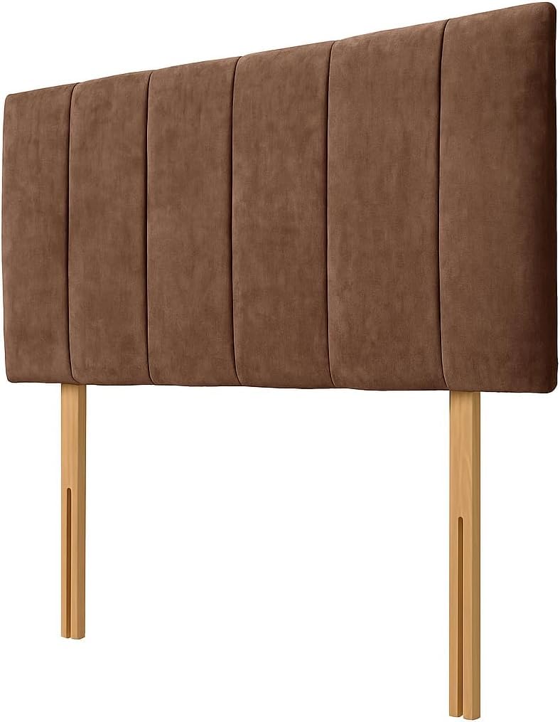 Luxury Velvet Upholstered Headboard for Divan Beds – 20-Inch Lined, Extra Padded Plush Headboard with Struts – Luxury Bedroom Furniture (mink, 3ft Signle)