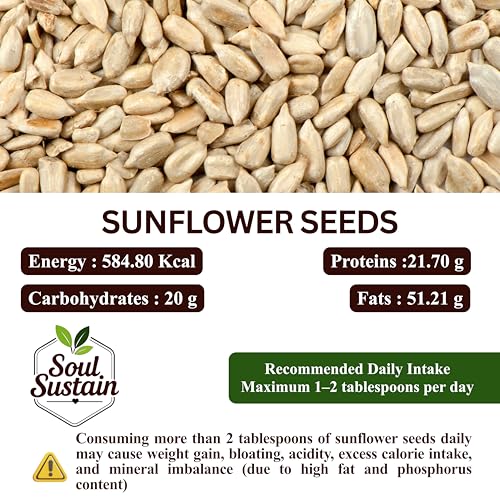 Image of SoulSustain Sunflower Seeds 150 GM, Shelled Sunflower Kernels for Snacking, Baking, Salads and Trail Mix, Vegan Protein, Keto Friendly, Non GMO, Bulk Snack Food