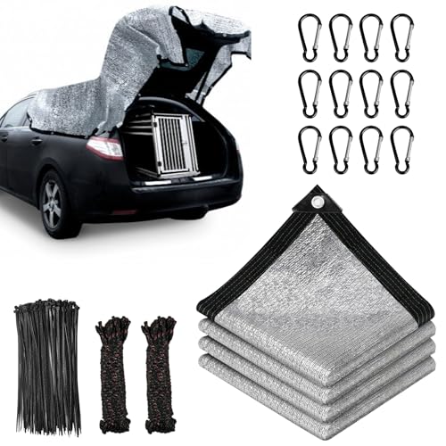 Filet D'Ombrage pour Voiture,Filet D'Ombrage en Aluminium Réfléchissant 2x2m,Tissus Reflechissant Soleil, Bâche de Protection Solaire,pour...