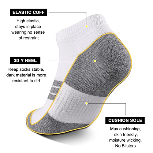 COOPLUS 8 Pairs Mens Cushioned Ankle Socks Moisture Wicking Athletic Running Low cut Sports Socks 6