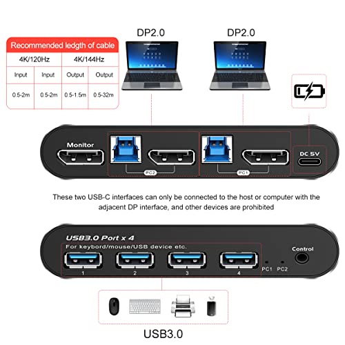 Image of Displayport Kvm Switch 1 Monitors 2 Computers 1440P 240hz kvm Switch 1 Monitors 2 Computers displayport 240hz displayport kvm 1440p 120hz 144hz 165hz 175hz 240hz