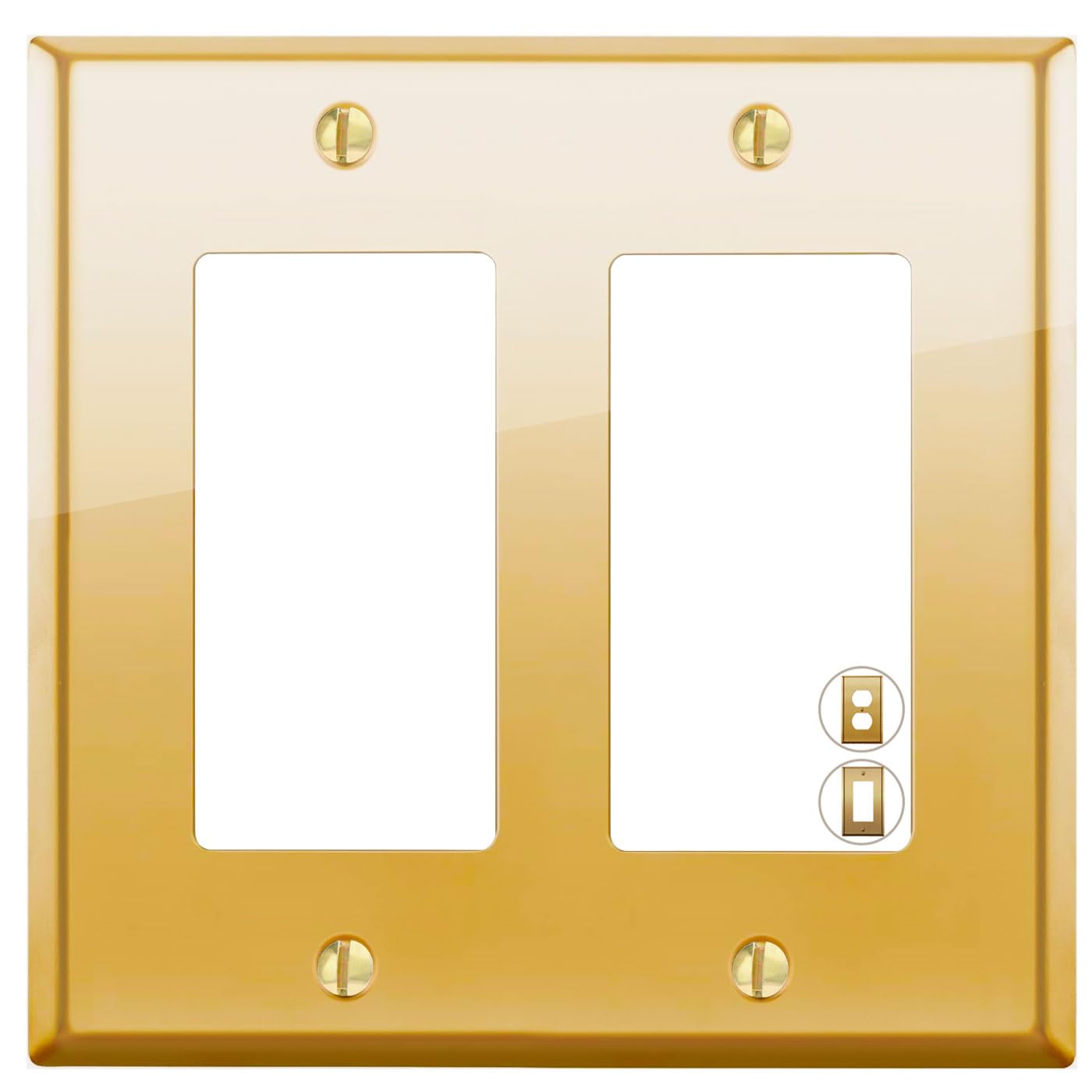Rio Salto BRASS Polished Gold 2-Gang Rocker Wall Plate STANDARD SIZE ...