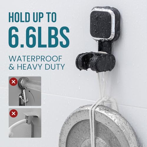 Image of TAILI Suction Cup Shower Head Holder Handheld Showerhead Bracket Adjustable Shower Holder, Removable Handheld Showerhead & Wall Mounted Suction Bracket