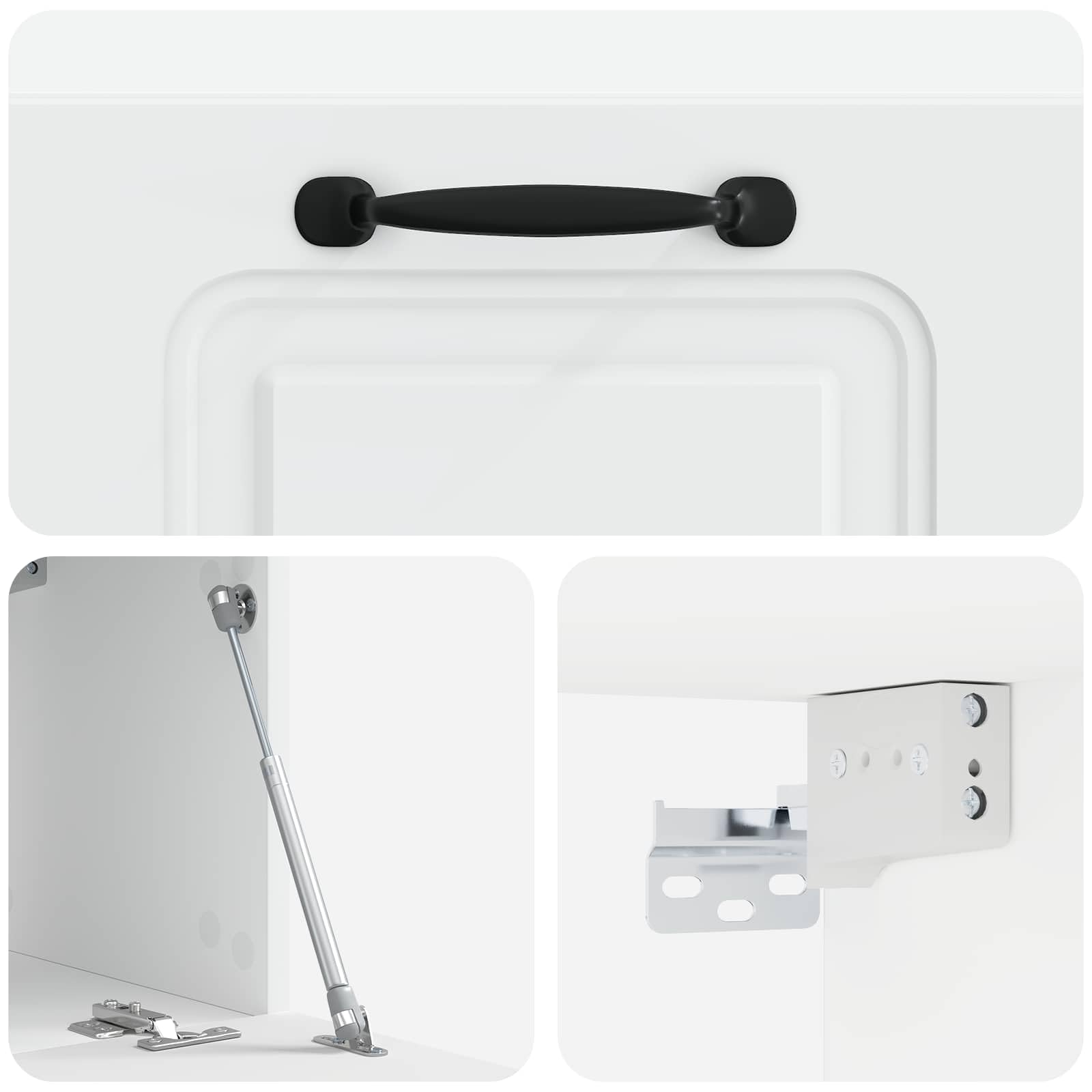 Meuble TV Mural Blanc en Bois d'ingénierie 59,5 x 31 x 30 cm avec étagères, Portes pivotantes, Rangement Polyvalent pour Salon séjour multimédia et Support Console Design Moderne
