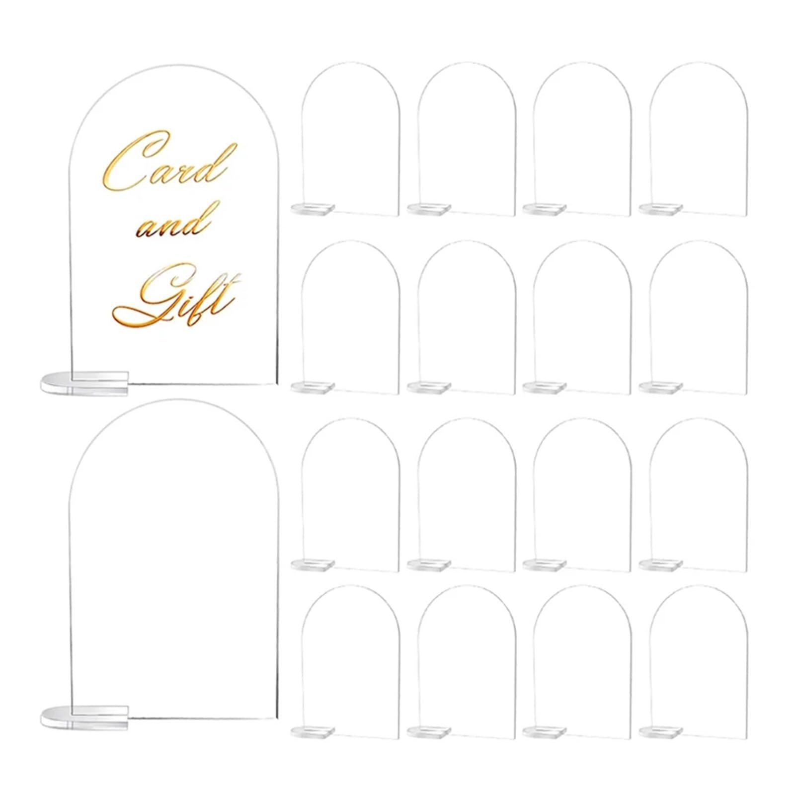 QMDSNFB Table Number Holders 5pcs Transparent Arch Sign Set Blank Clear Arch Table Card Wedding Party Decoration DIY Table Number Plate Holder Stand