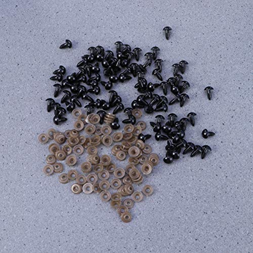 HEALLILY 100Pcs Olhos de SeguranÃ§a Olhos Pretos de PlÃ¡stico Olhos de Boneca Com Junta para Boneca