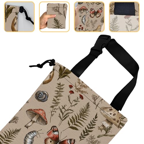 Image of Retro Mushrooms Car Trash Bag,Nature Woodland Strap Drawstring Car Garbage Bags,Car Back Seat Organizer with Adjustable Buckle for Car Accessories
