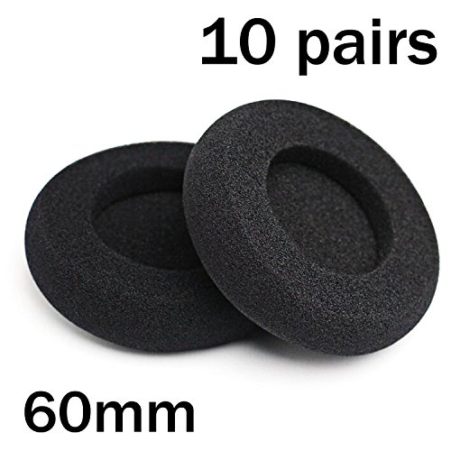 JHGJ 10 Pairs 60mm/2.4" Replacement Foam Ear Pad Earpads Sponge Cushion Covers