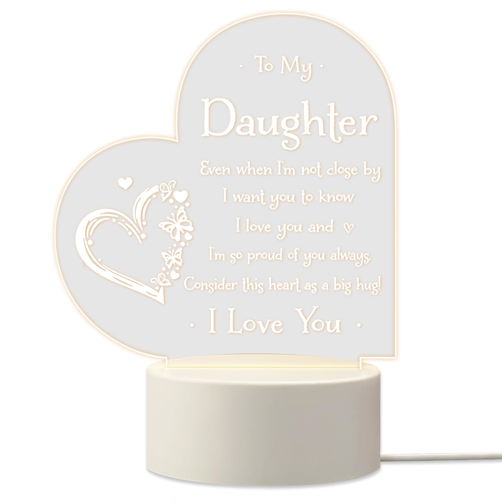 QYMCAT Daughter Night Light to My Daughter from Dad, Daughter Lamp Gifts for Daughter from Dad, Daughter Birthday, Christmas, Graduation, Thanksgiving Gifts, Father and Daughter Led Lamp