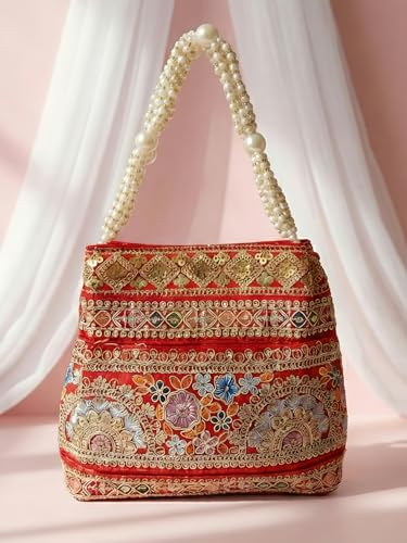 Image of Adiva Potli Handbags For Women | Potli Bags For Ladies For Wedding | Potli Bags For Women | Wedding Bags For Woman | Batwa Potlis Hand Bag | Designer Potli Bag For Ladies For Marriage