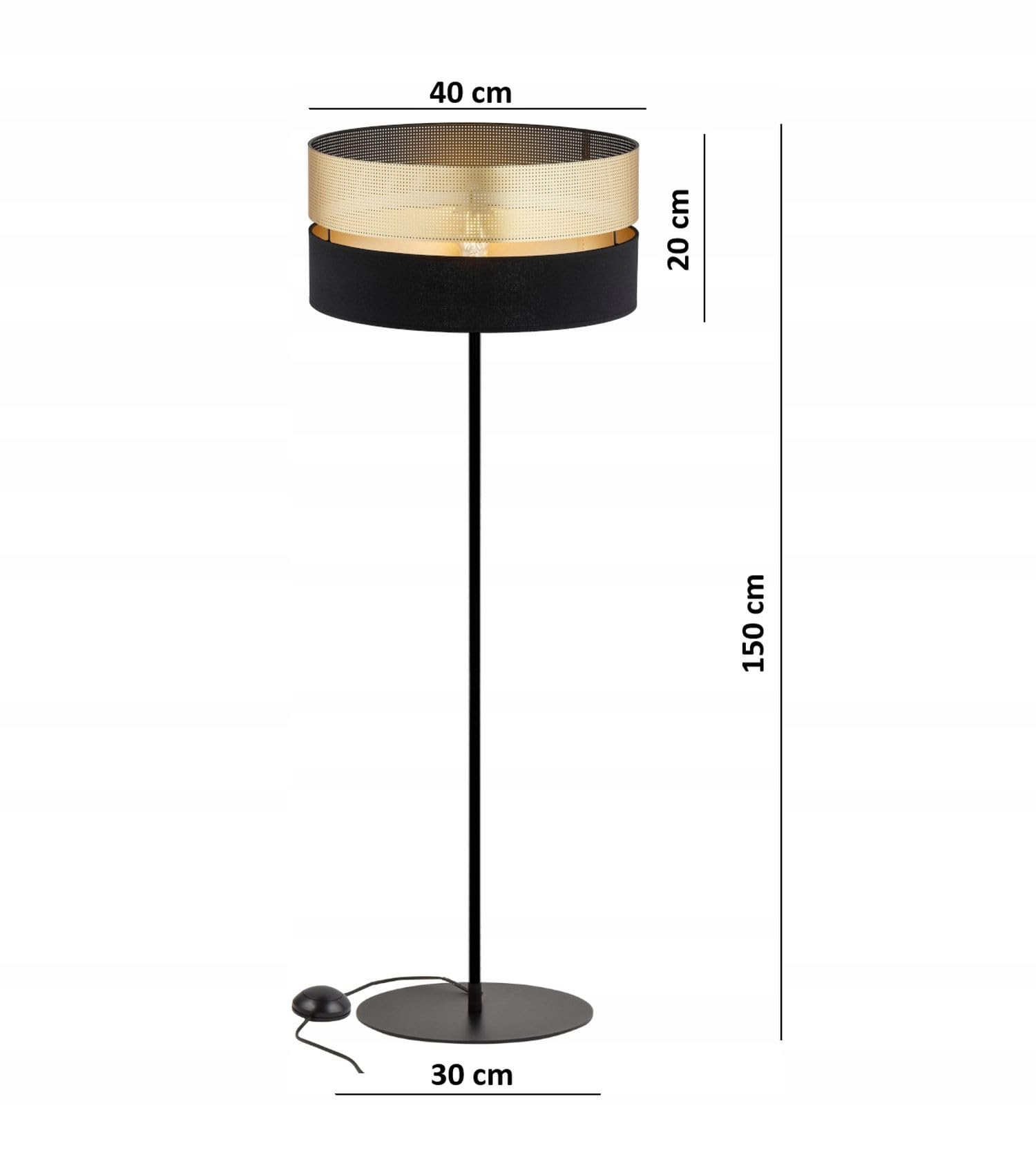Licht-Erlebnisse Stehlampe Metall Schwarz Gold Büro Arbeitszimmer Schlafzimmer E27 Modern elegant gemütlich edel H:150 cm Stehleuchte Wohnzimmer