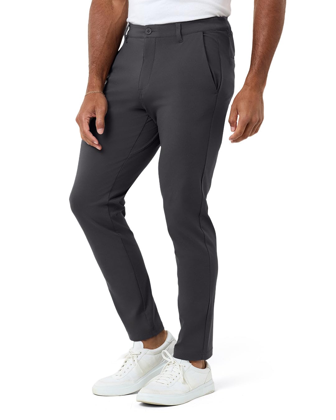 INTO THE AM Men's Casual Pants - Tapered Slim Fit Stretch Chinos Tech Travel Pants, Hidden Zipper Pocket, 30" & 33" Inseam