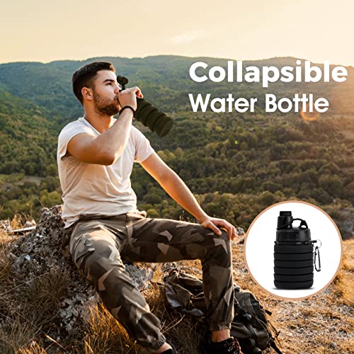 Makersland Collapsible Water Bottle For Adults, Boys, Students, Kids, Reusable Silicone Foldable Water Bottles For Travel Camping Hiking, Portable Sports Water Bottle, Black #TOP4