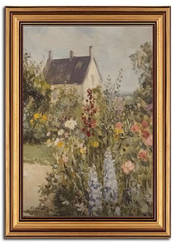 Vintage Gold Framed Wall Art for Living Room Garden Canvas