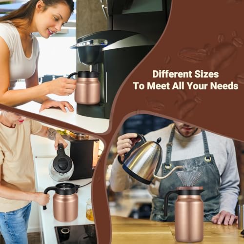 Image of Insulated Coffee Carafe, 34 oz, Keeps Hot for 12H, Copper | Thermal Carafe, One-Hand Pour, Leakproof Lid, Anti-Slip Base for Personal Use