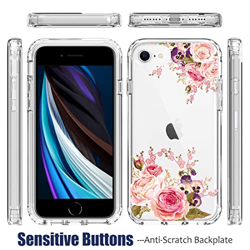 Coque iPhone 7 antichoc fleur rose évite les bris d'écran avec verre