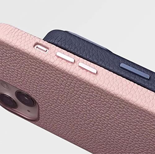 Coque arrière iPhone 13 Mini cuir bleu motif litchi protection induction