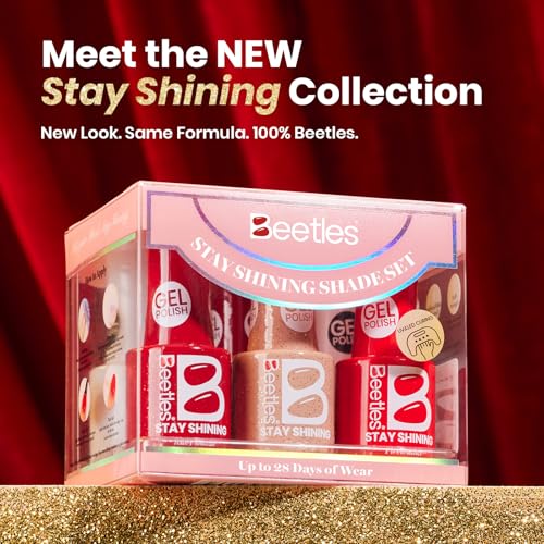 Image of Beetles Red Gel Nail Polish Set, Stay Shining Crimson Glamour Shade Set 6 Colors Gel Polish White Red Burgundy Glitter Color Soak Off UV LED Nail Art DIY Salon at Home Spring Gift for Women