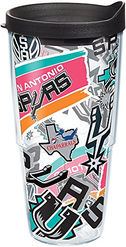 Tervis NBA San Antonio Spurs All Over Tumbler with Wrap and Black Lid 24oz, Clear