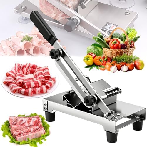 Affettatrice manuale per carne, in acciaio inox, spessore regolabile da 0,2 a 8 mm, manico ergonomico per affettare carne e formaggio