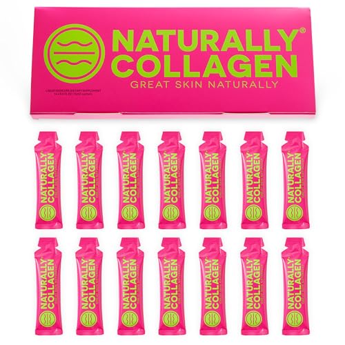 Naturally Collagen - 8000mg Peptan Premium Liquid Hydrolysed Marine Collagen Peptide Supplement for Women + Vitamin C for Skin Hair & Nails - Clean & Natural - 15ml Sachets - 14 Day Course - UK Made