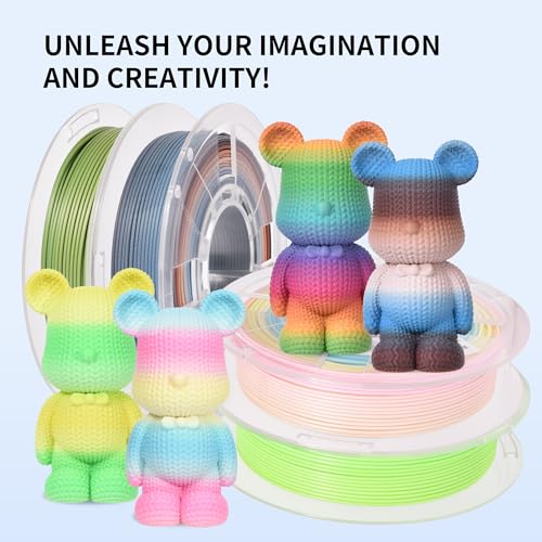 Image of RAMBERY Matte PLA 3D Printer Filament Bundle Upgraded Multicolored Filament 1.75mm 4 Packs Multi Color Change 3D Printing Filament for Most 3D Printers, 4 Spools 250g Each (Total 2.2lbs)
